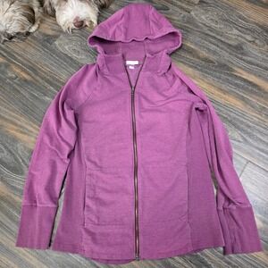Garnet Hill‎ Womens Mauve Full Zip Hoodie Jacket Long Sleeve Size Medium